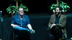 Ronnie Malley and Joel Bulthuis visited Moraine Valley while they were in Chicago with “The Band’s Visit,” presented at the Cadillac Palace Theatre.