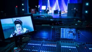 A photo of the sound board