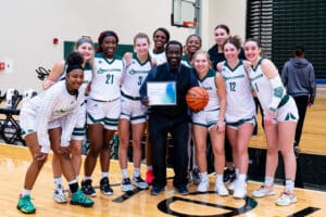 Moraine Valley Community College women’s basketball Head Coach Delwyn Jones was recognized at a recent home game for his selection into the 2023 Illinois Basketball Coaches Association Hall of Fame.