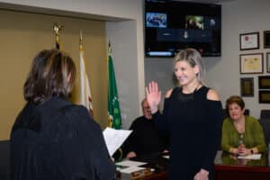 Jaclyn O’Day is sworn in as a trustee of Moraine Valley Community College